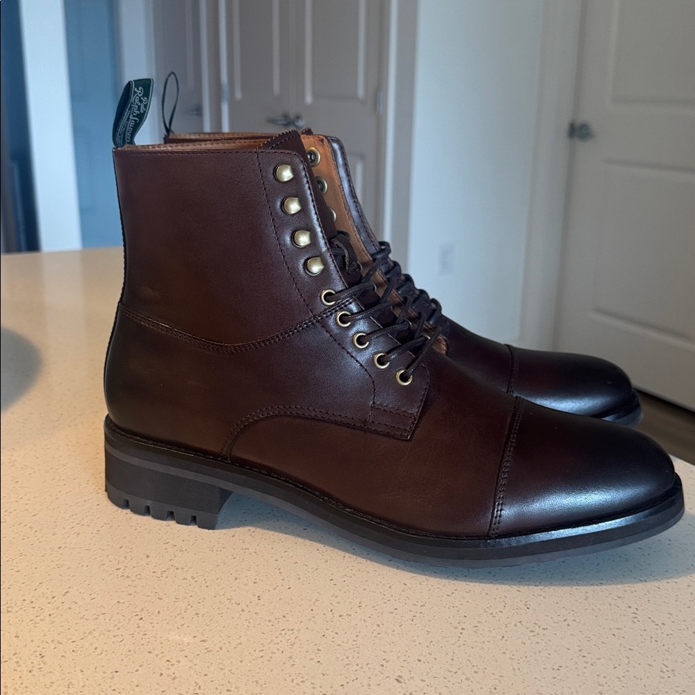 Men's Ralph Lauren Bryson Leather Cap-Toe Boot.